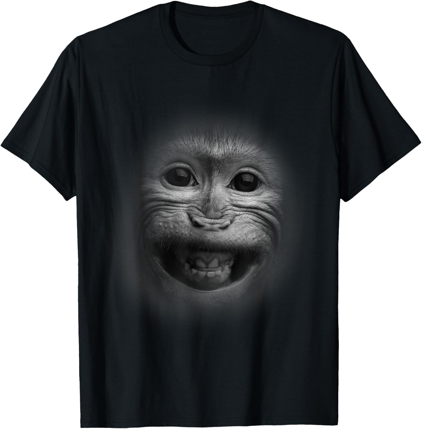 The Happiest Monkey Face Graphic - Funny Humor T-Shirt - T-Shirt | Black