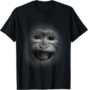 The Happiest Monkey Face Graphic - Funny Humor T-Shirt - T-Shirt | Black