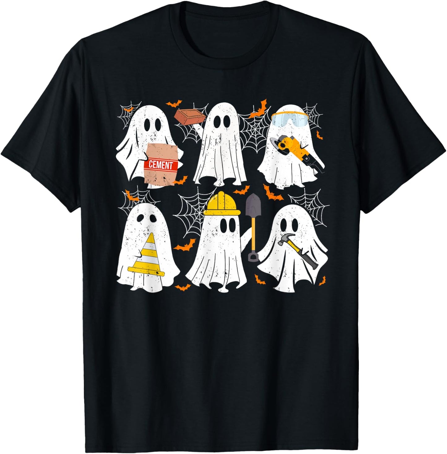 Ghost Construction Worker Costume For Halloween Men Women T-Shirt - T-Shirt | Black