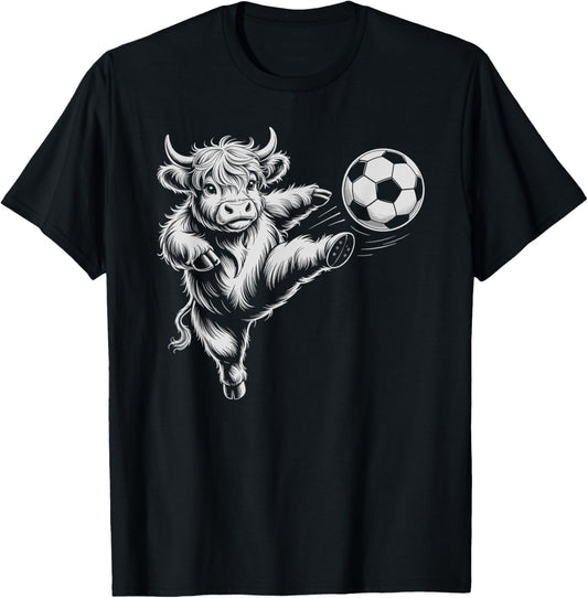 Funny Soccer Heifer Just Girl Who Loves Highland Cows Play T-Shirt - T-Shirt | Black