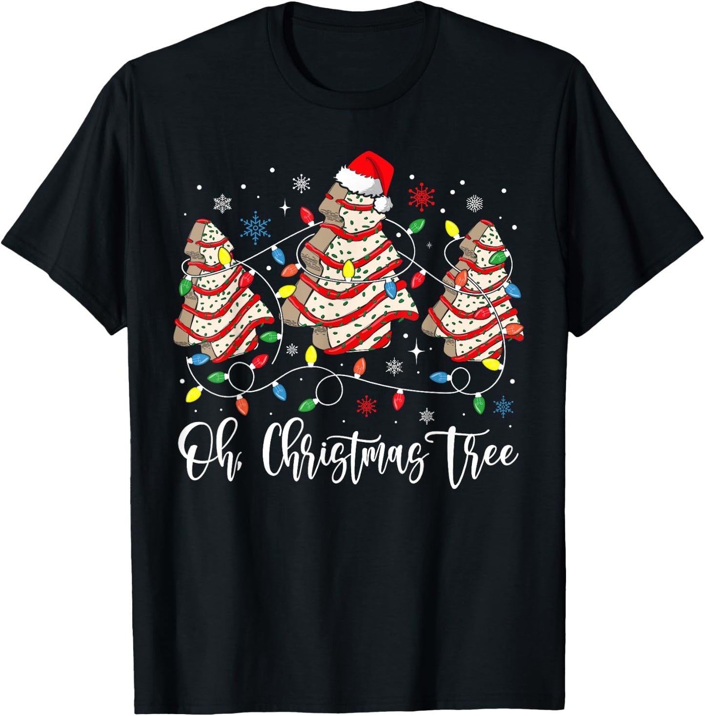 Oh Christmas Tree Cakes Debbie Becky Jen Cake Lovers Xmas T-Shirt - T-Shirt | Black