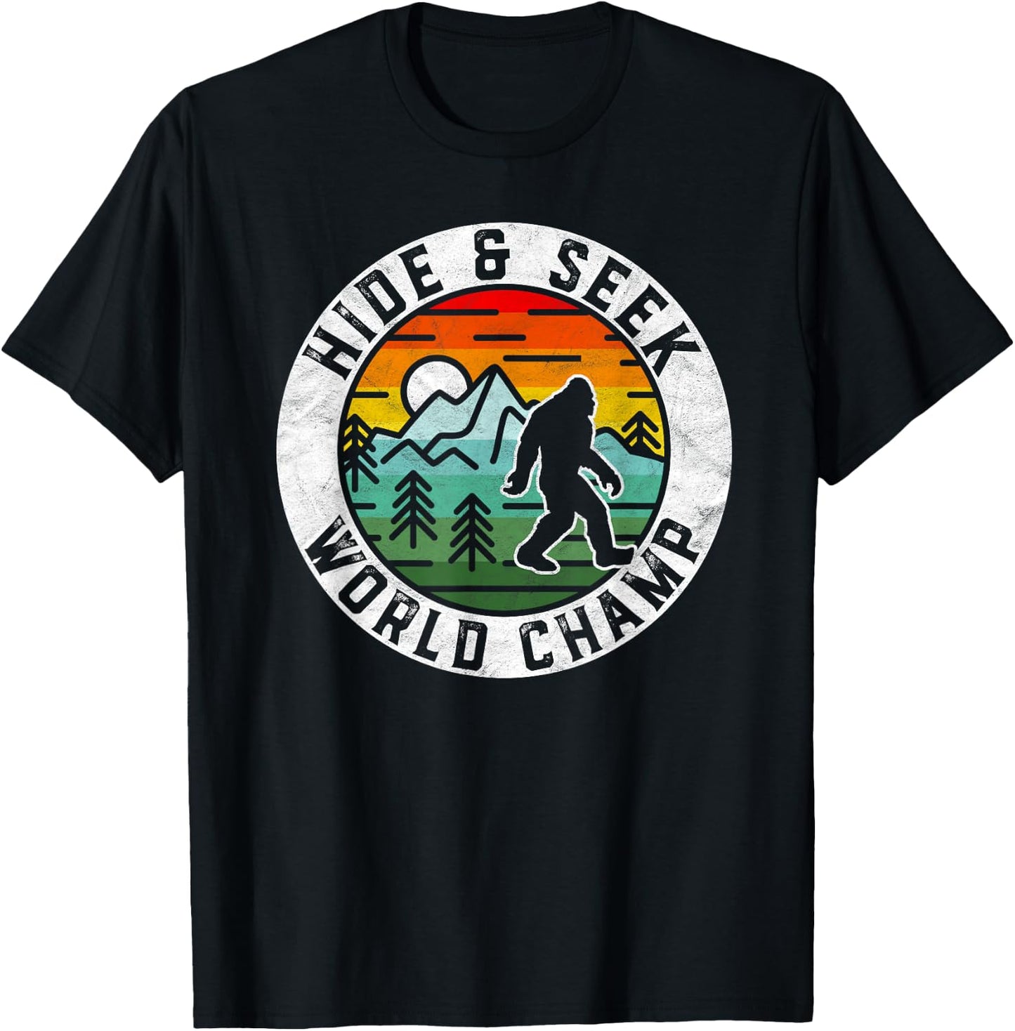 Bigfoot Hide and Seek World Champ Sasquatch Silhouette Small T-Shirt - T-Shirt | Black