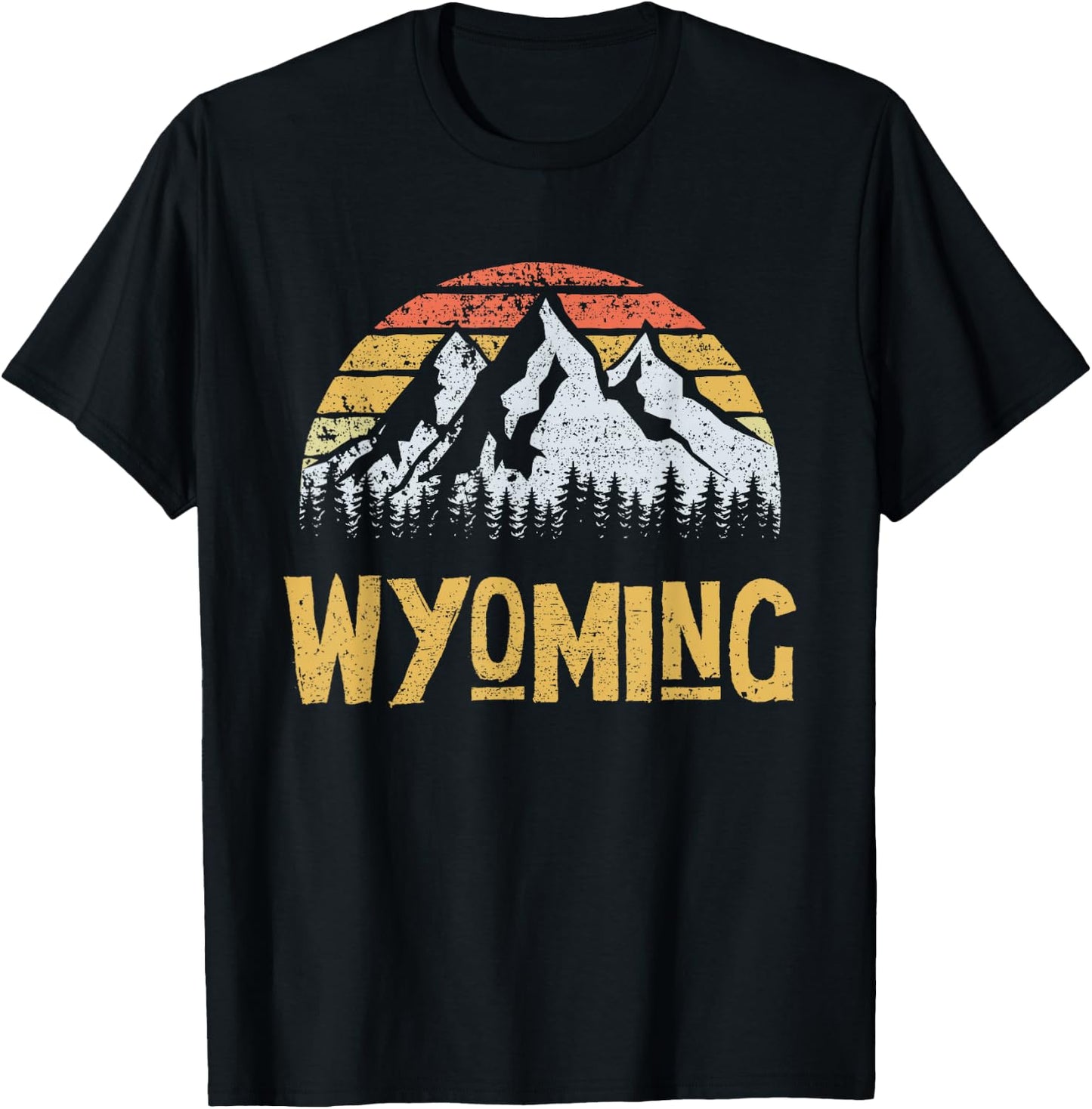 Vintage Retro WY Wyoming U.S. Mountain State T-Shirt - T-Shirt | Black