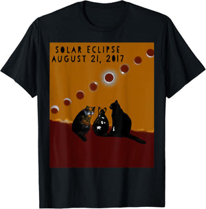 Total Solar Eclipse 2017 Cat T Shirt 8-21-2017 T-Shirt - T-Shirt | Black