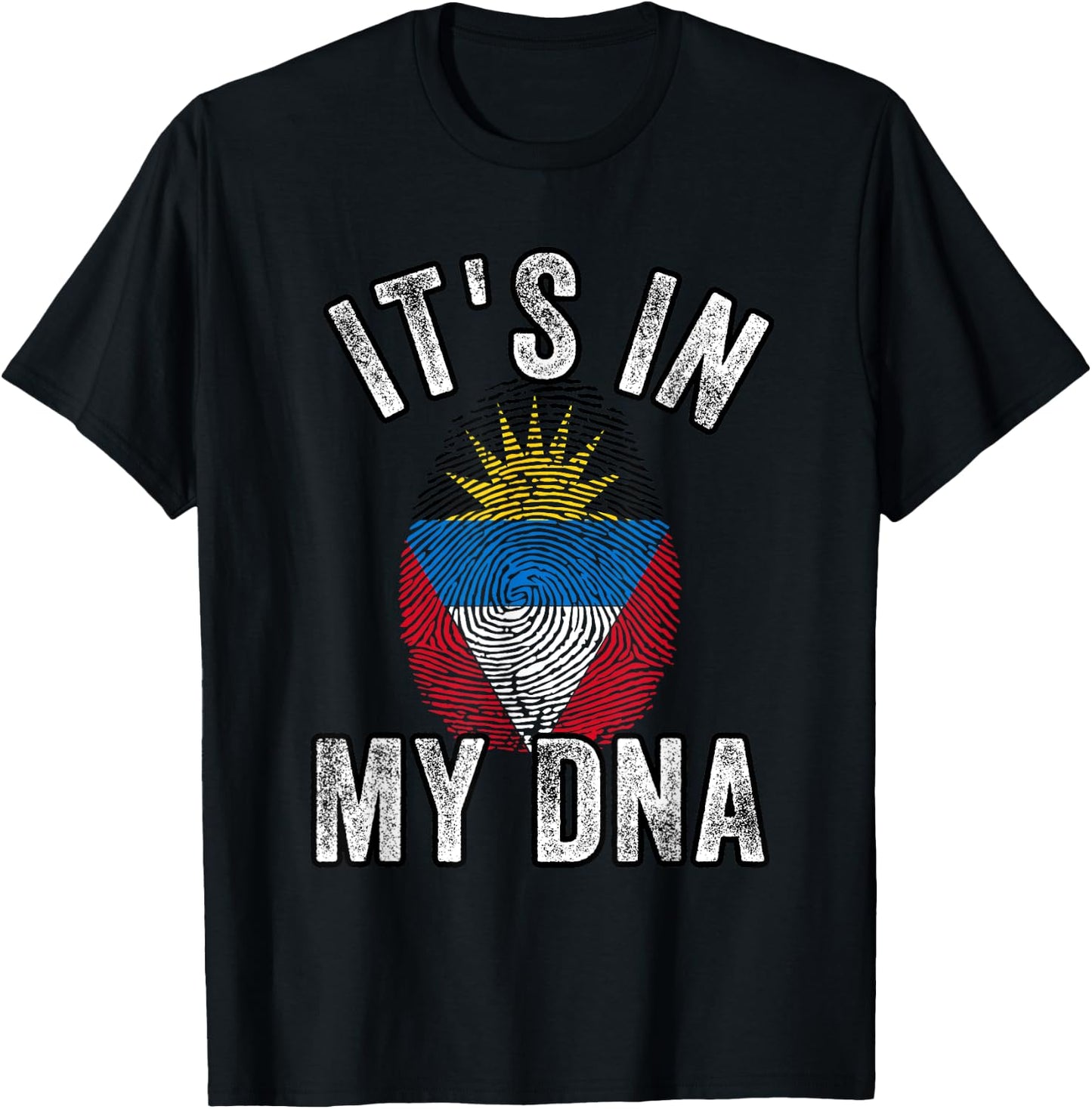 Funny it's in my DNA Antigua and barbuda flag Fingerprint T-Shirt - T-Shirt | Black