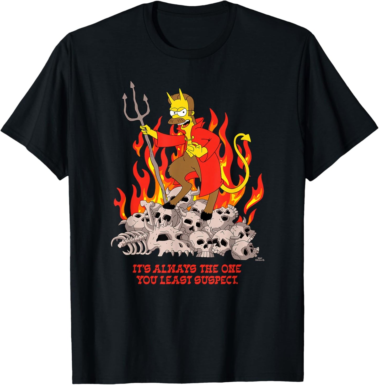The Simpsons Devil Flanders Least Suspect T-Shirt - T-Shirt | Black