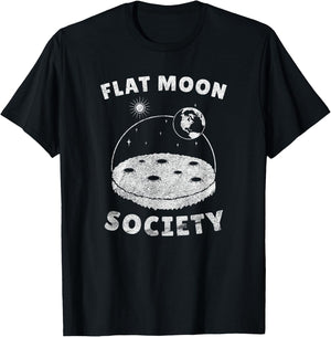 Flat Moon-Landing Society - Planet Globe Sarcasm Fun Parody T-Shirt - T-Shirt | Black