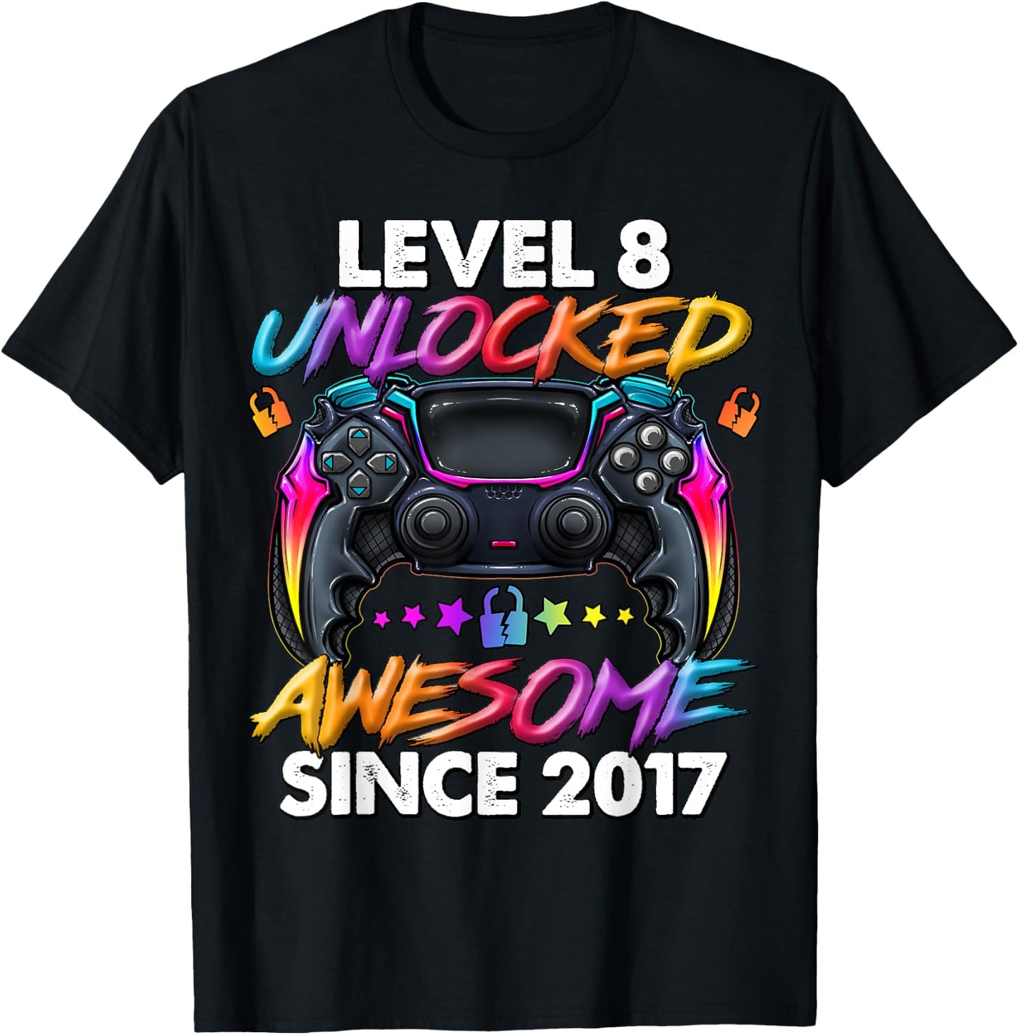 Level 8 Unlocked 8 Year Old Gifts Boys 8th Birthday Boy T-Shirt - T-Shirt | Black
