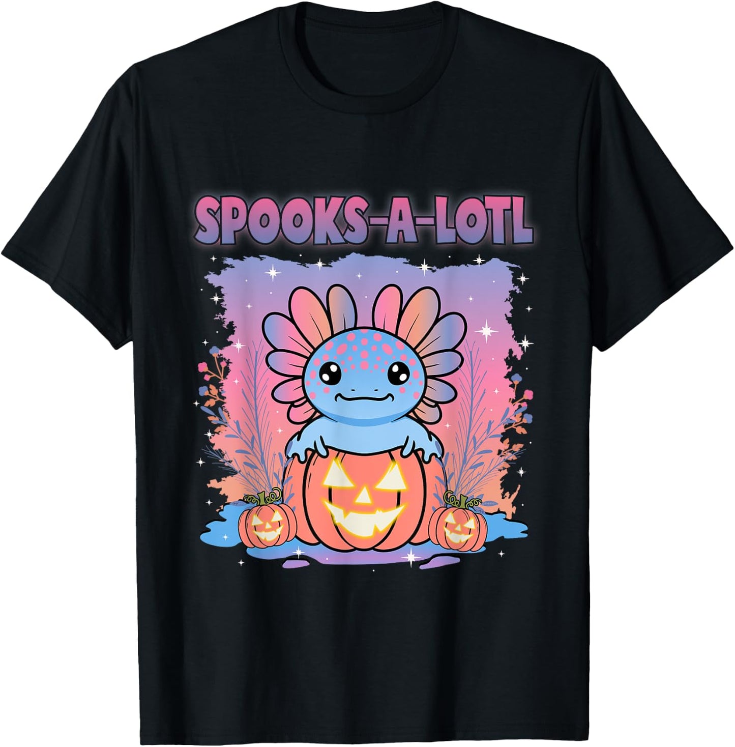 Spooks-A-Lotl Funny Halloween Cute Kawaii Axolotl Costume T-Shirt - T-Shirt | Black