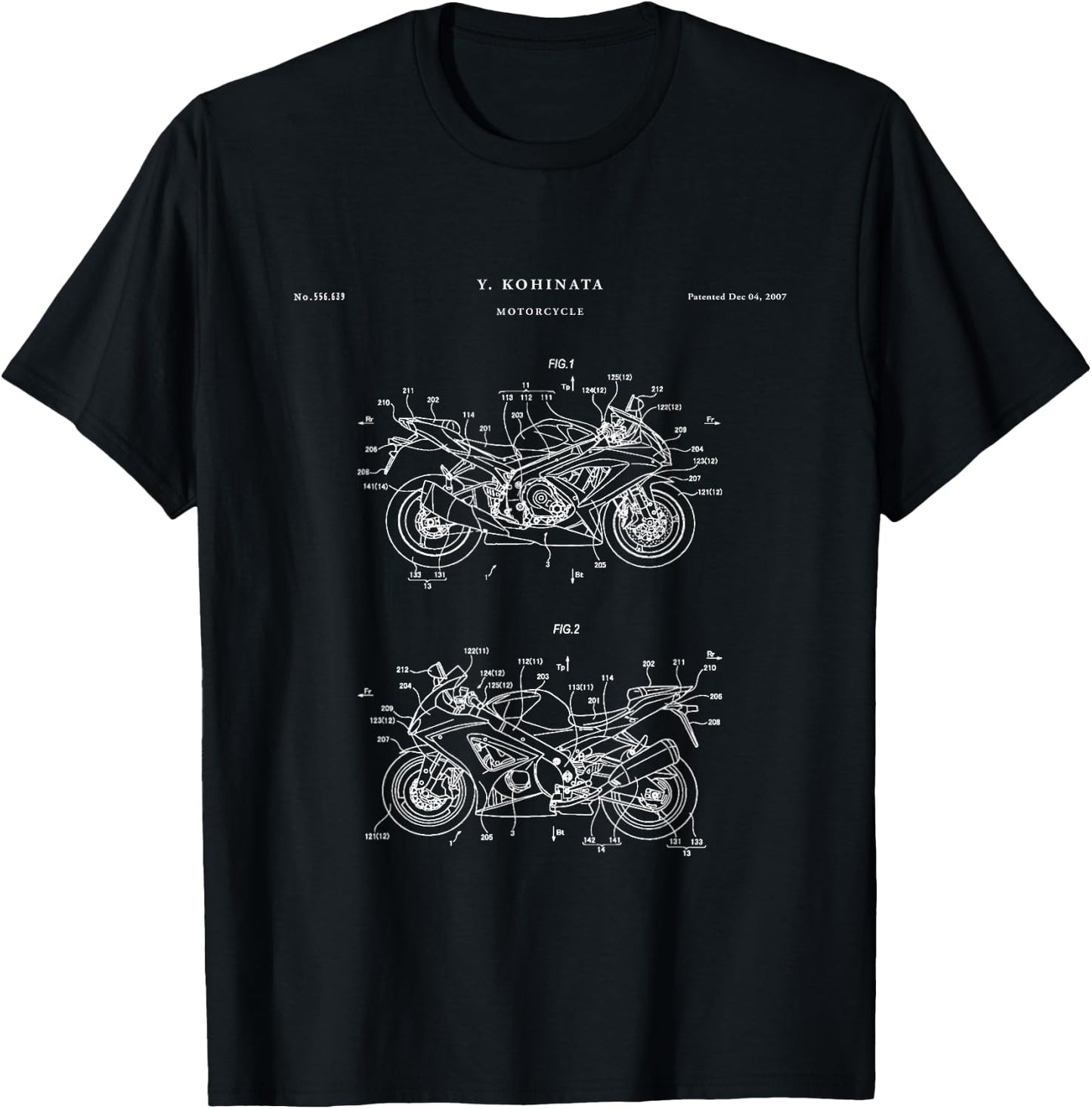 Patent Shirts Hayabusa Patent - Black Adult Cycling Retro-Modern T-Shirt - T-Shirt | Black