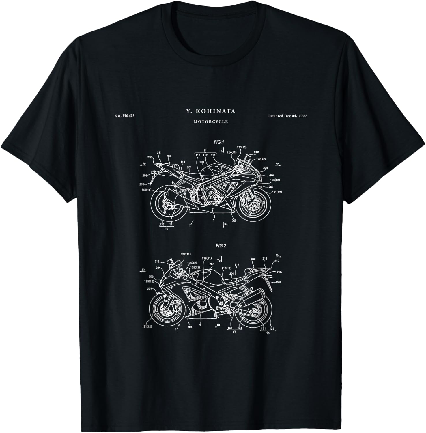 Patent Shirts Hayabusa Patent - Black Adult Cycling Retro-Modern T-Shirt - T-Shirt | Black