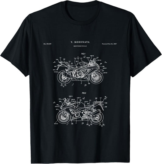 Patent Shirts Hayabusa Patent - Black Adult Cycling Retro-Modern T-Shirt - T-Shirt | Black