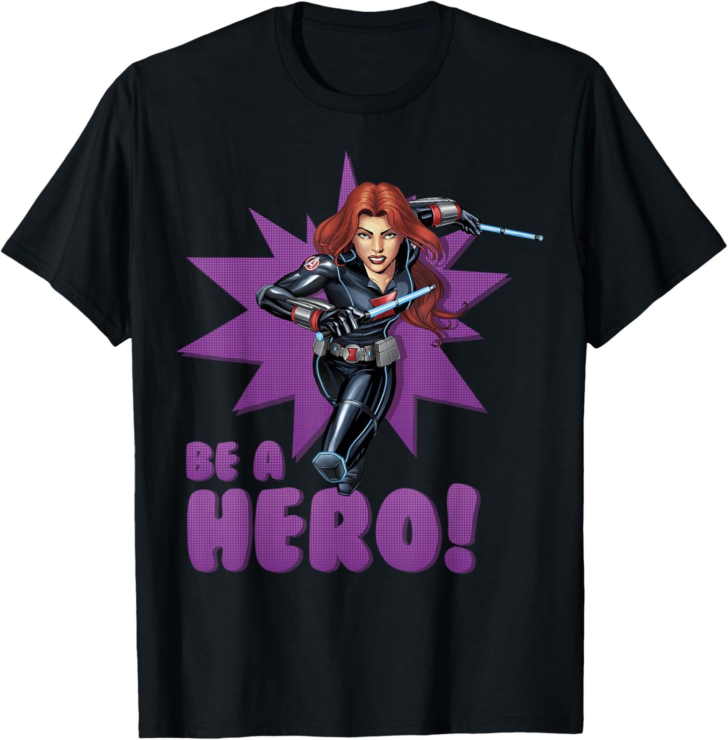 Marvel Black Widow Avengers Assemble BE A Hero! T-Shirt - T-Shirt | Black