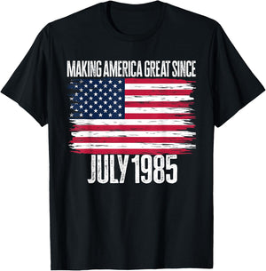 Retro Making America Great Since July 1985 Birth Years Born T-Shirt - T-Shirt | Black