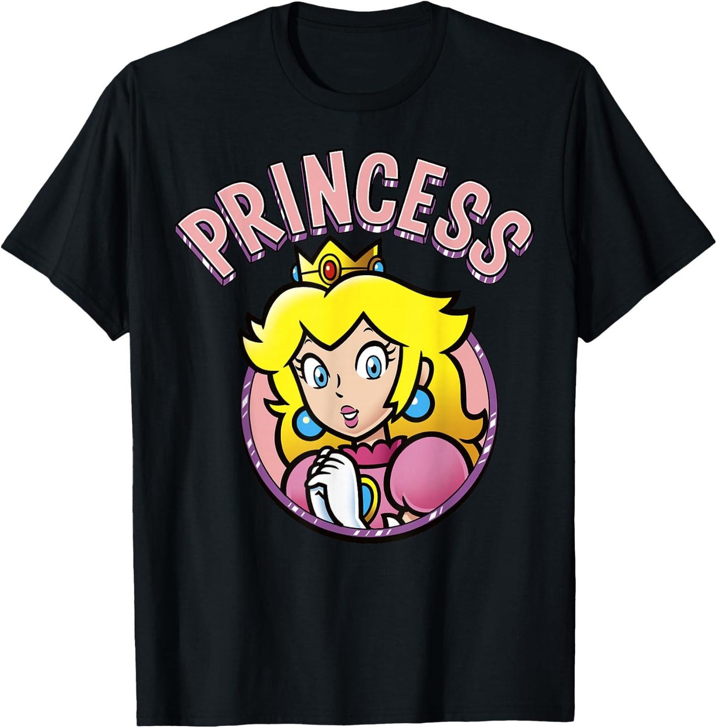 Super Mario Peach The Princess Portrait T-Shirt - T-Shirt | Black