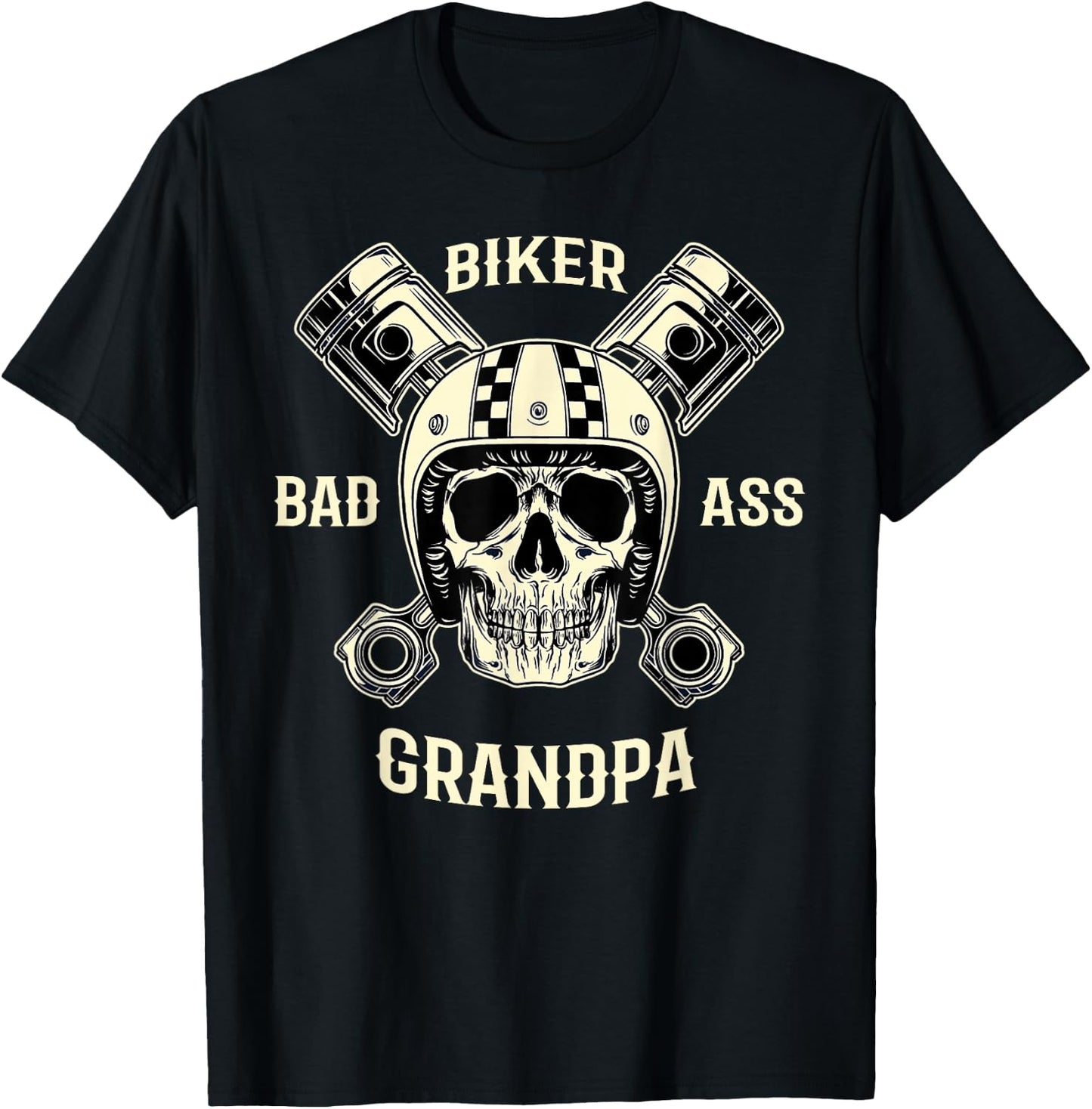Bad Ass Biker Grandpa Motorcycle Father's Day Gift T-Shirt - T-Shirt | Black