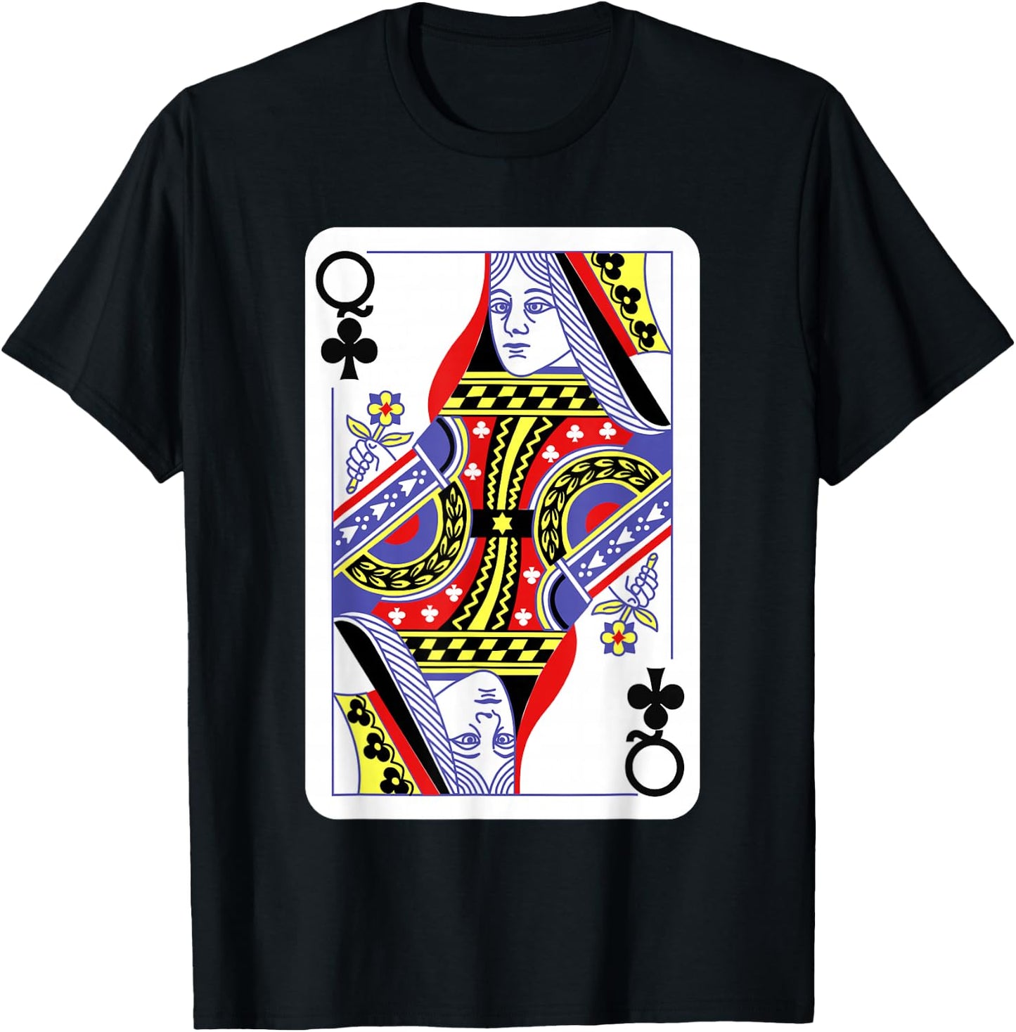 Queen of Clubs Playing Cards Halloween Costume Casino Easy T-Shirt - T-Shirt | Black