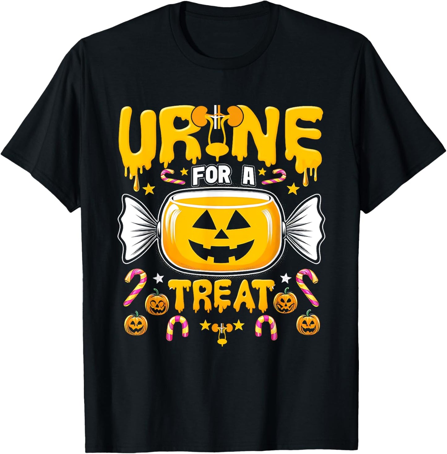 Urine For A Treat Candy Funny Halloween Urologist Joke T-Shirt - T-Shirt | Black