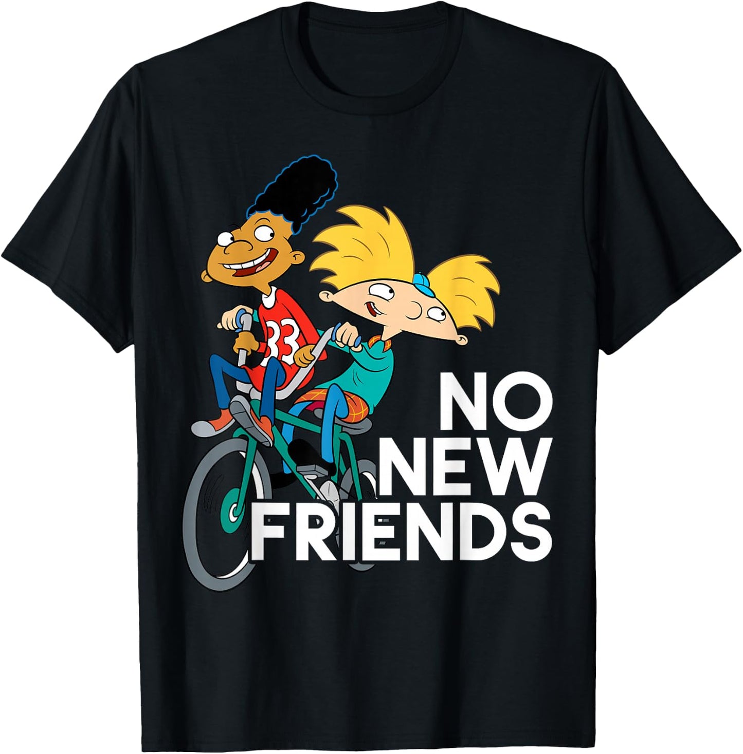 Nickelodeon Hey Arnold! No New Friends T-Shirt - T-Shirt | Black
