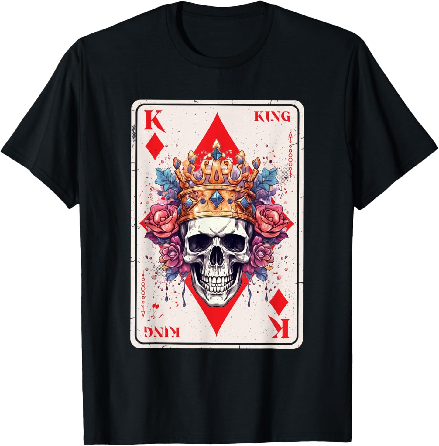 Gothic Card Game Halloween Scary Horror King of Diamonds T-Shirt - T-Shirt | Black