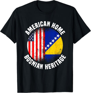 Bosnia Outfit & Women US American Bosnian Flag T-Shirt - T-Shirt | Black