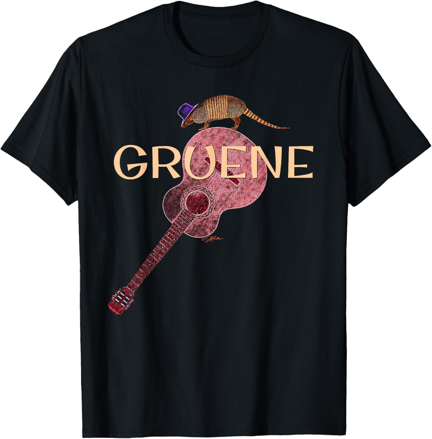 JCombs: Gruene, Texas Armadillo/Guitar T-Shirt - T-Shirt | Black