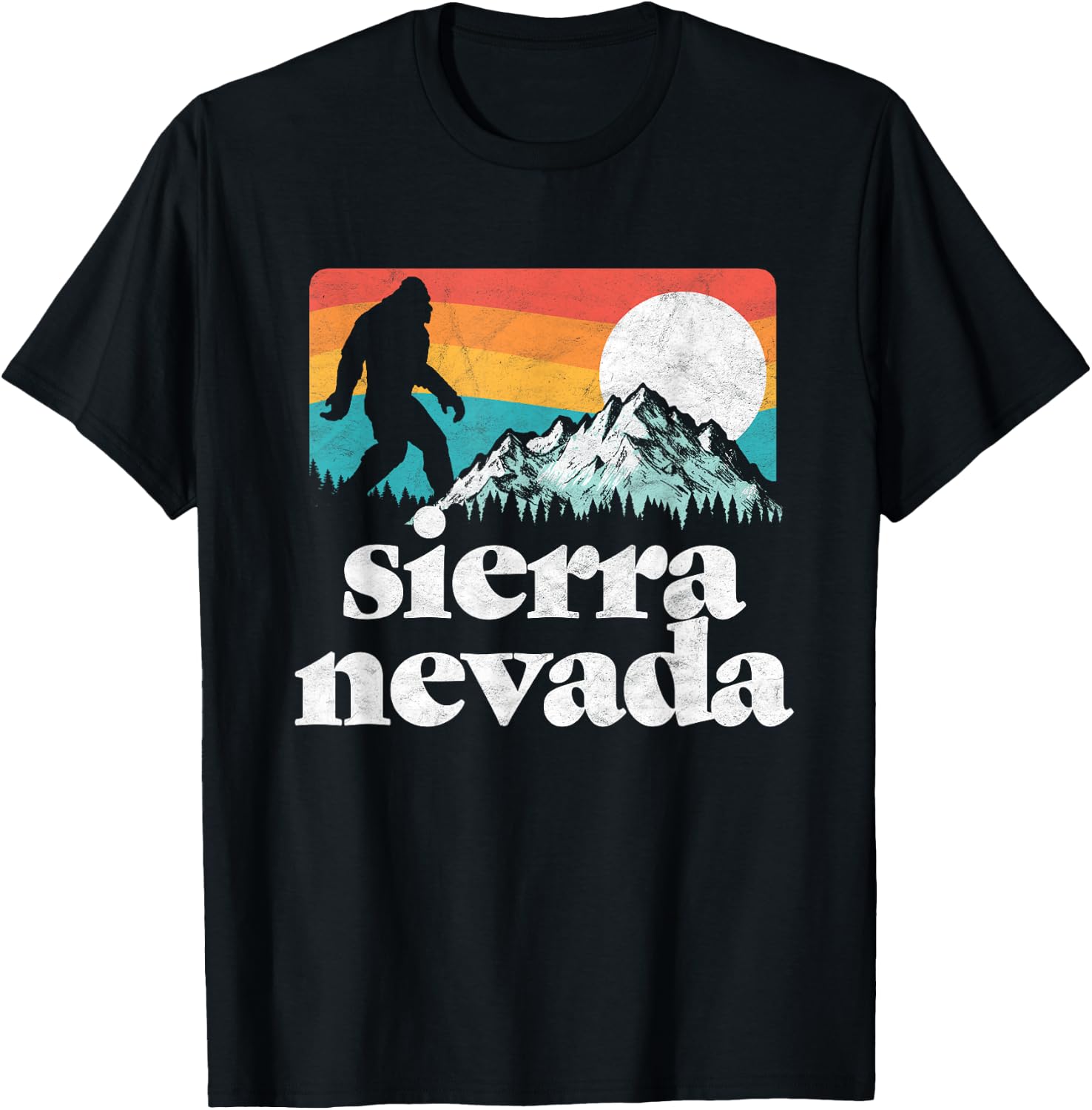 Sierra Nevada Mountains Bigfoot Believe Outdoor Nature T-Shirt - T-Shirt | Black