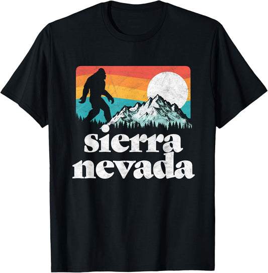 Sierra Nevada Mountains Bigfoot Believe Outdoor Nature T-Shirt - T-Shirt | Black
