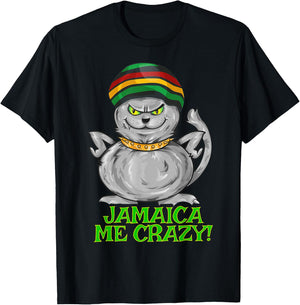 Jamaica Me Crazy Shirt | Cat Rasta Jamaican Reggae Women Girls Kids T-Shirt - T-Shirt | Black