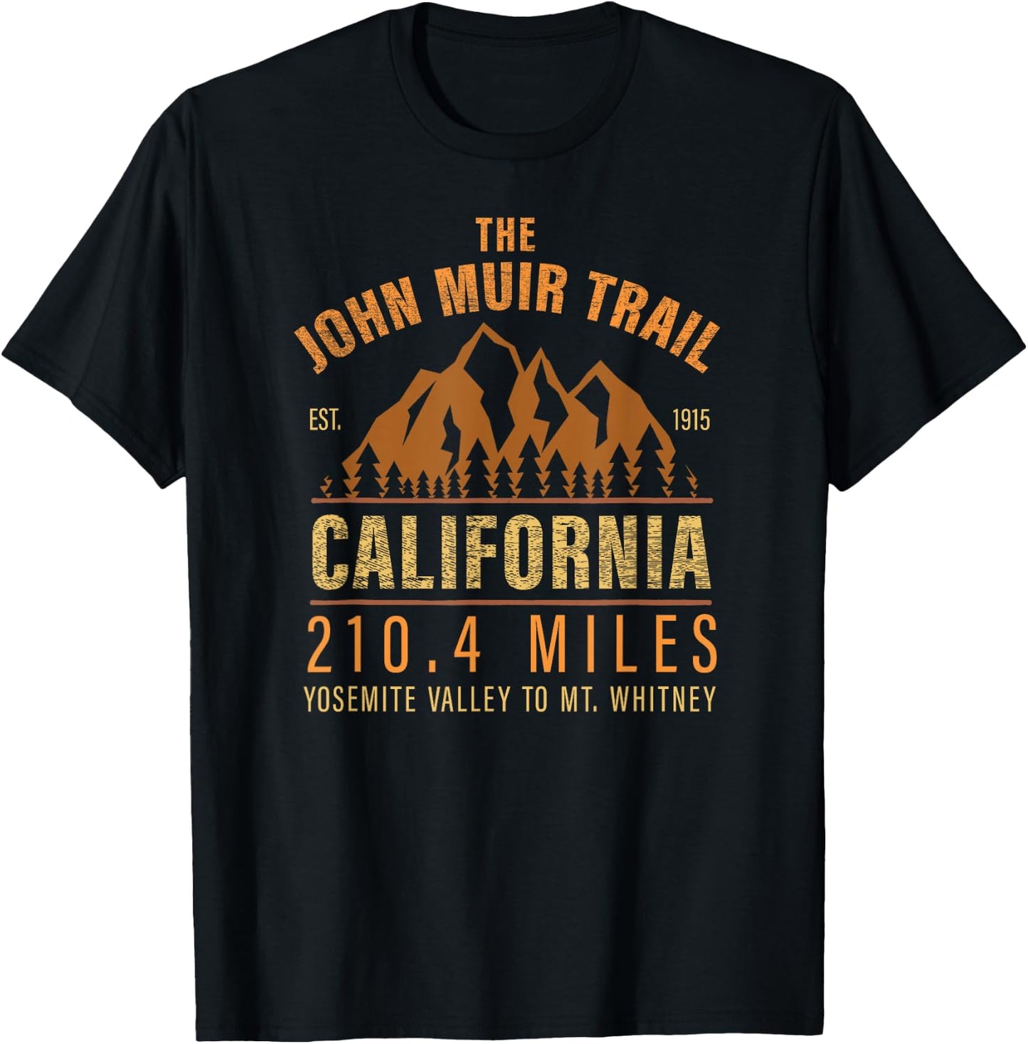 John Muir Trail California Backpacking Trail Hiking T-Shirt - T-Shirt | Black