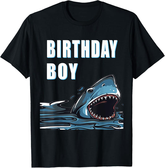 Shark Birthday Boy Shirt Shark Lover Birthday Gifts T-Shirt - T-Shirt | Black