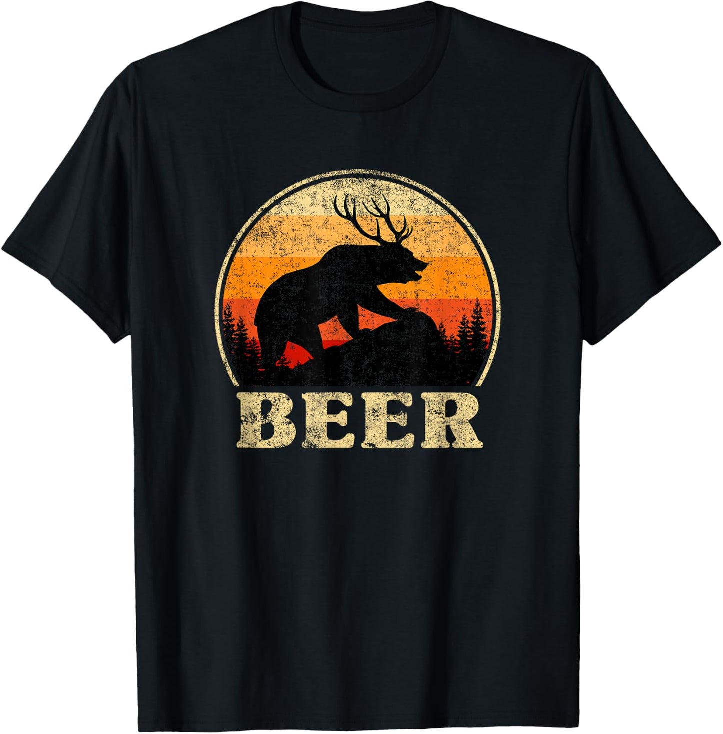 Bear Deer Funny Beer Retro Vintage St. Patrick's Day T-Shirt - T-Shirt | Black