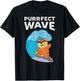 Purrfect Wave Cool Retro Vintage Cat Surf design Men Women Kids T-Shirt - T-Shirt | Black