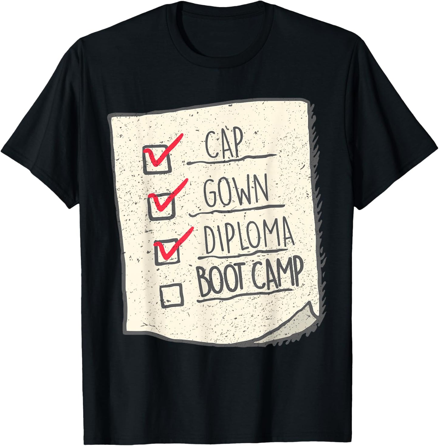 Graduation Shirt | Boot Camp Checklist T-Shirt - T-Shirt | Black