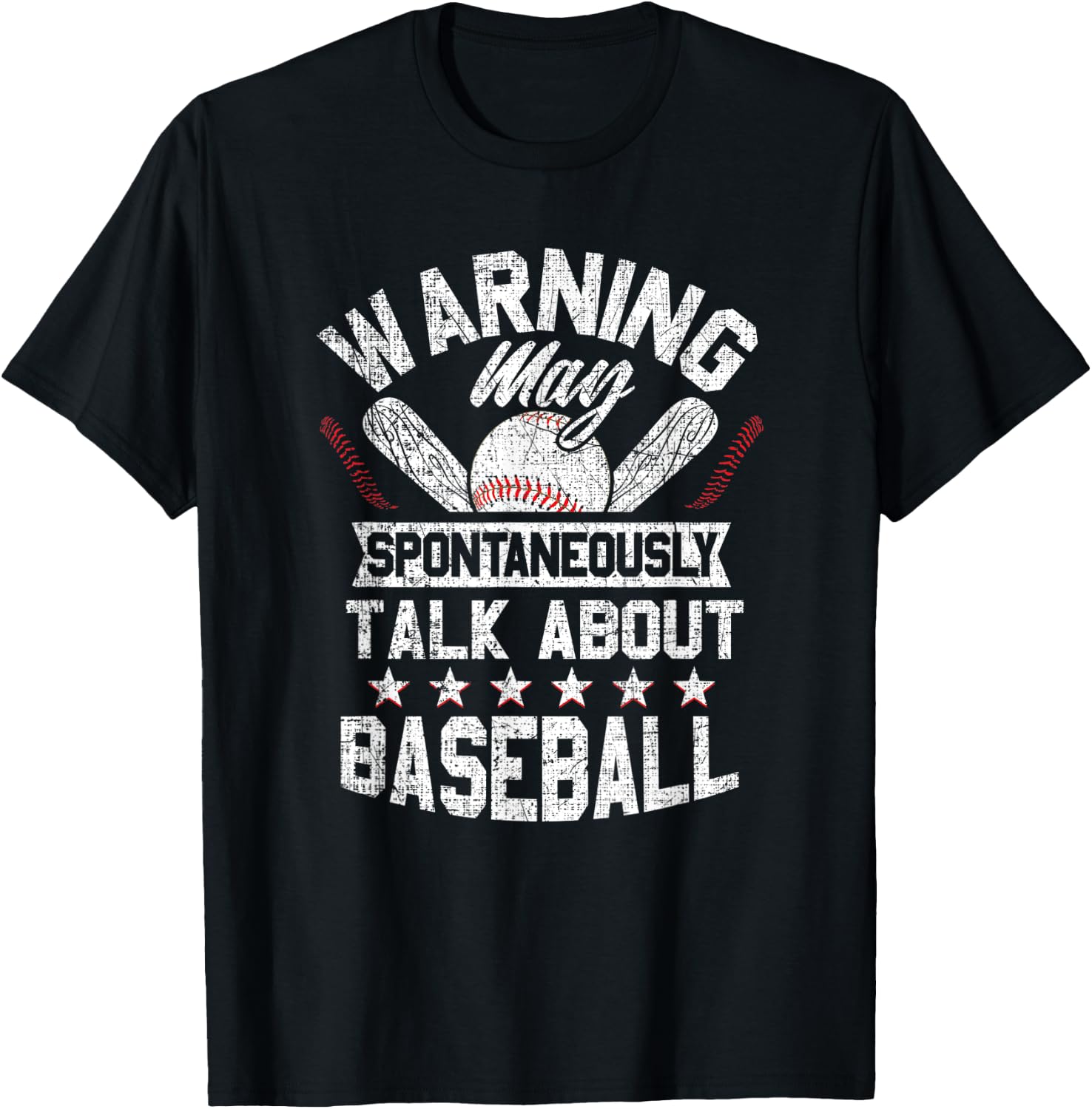 Warning - May Spontaneously Talk About Baseball T-Shirt - T-Shirt | Black