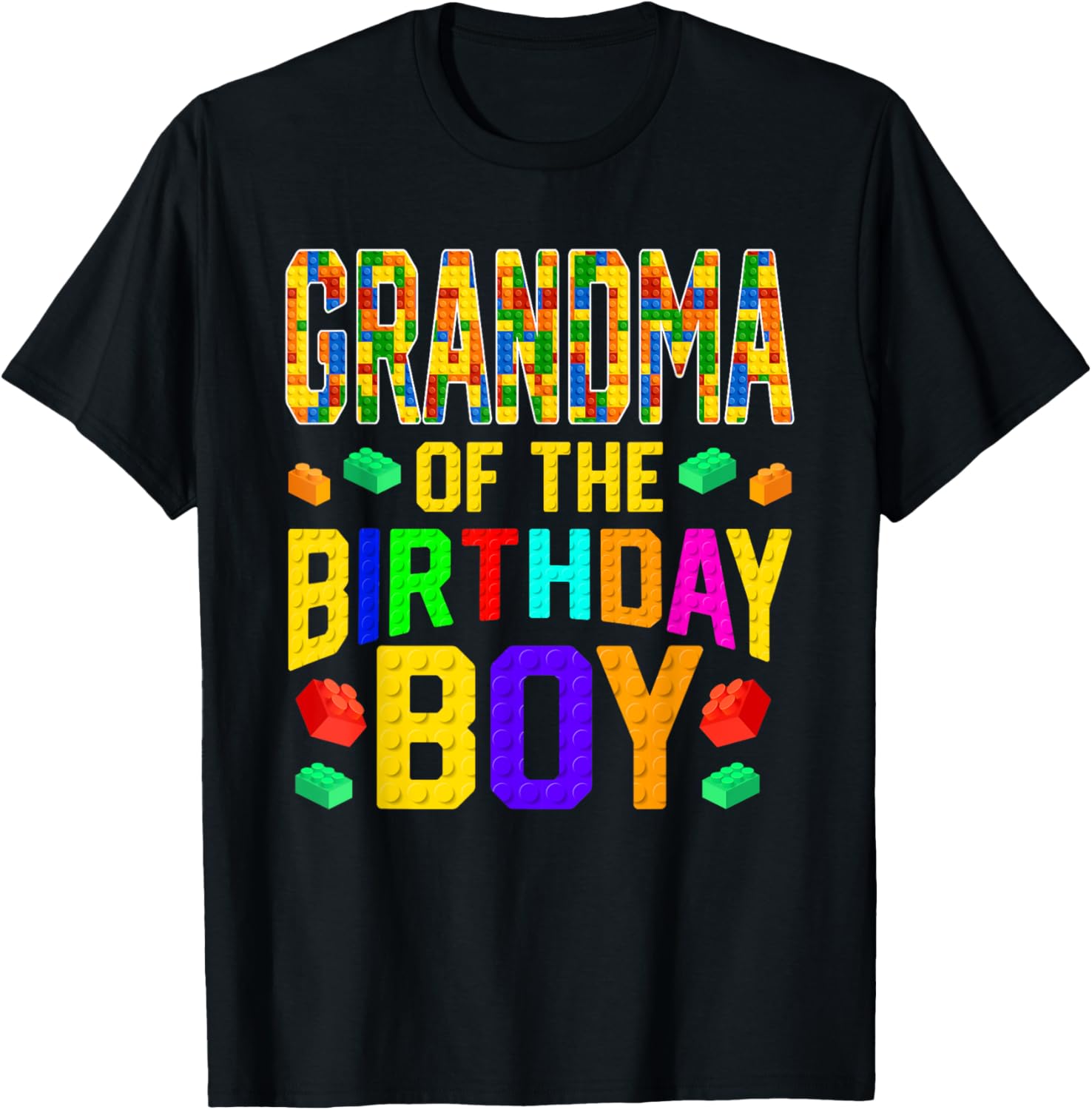 Grandma of The Birthday Boy Master Builder Building Blocks T-Shirt - T-Shirt | Black