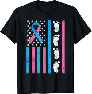 American Flag Pregnancy Infant Loss Awareness Miscarriage T-Shirt - T-Shirt | Black