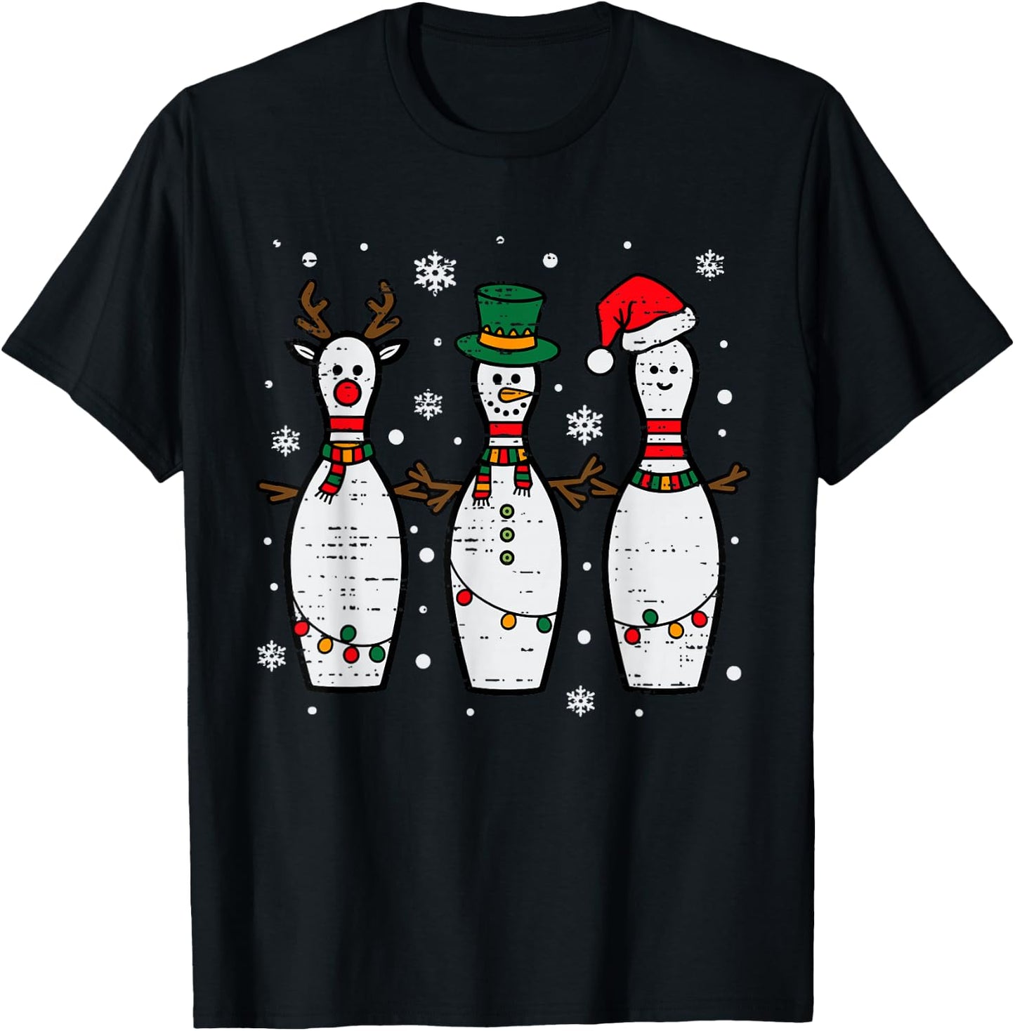 Christmas Bowling Hat Santa Bowler Xmas Sport Men Women Kids T-Shirt - T-Shirt | Black