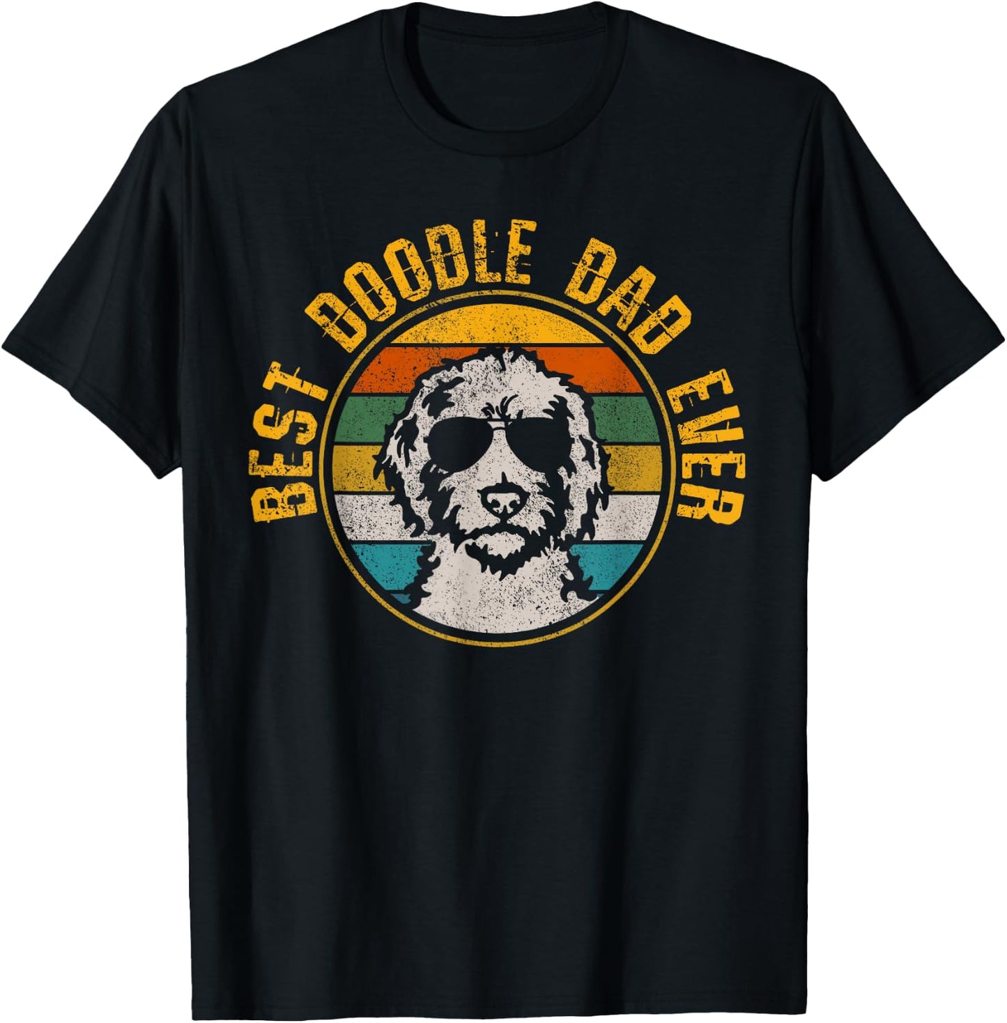 Best Doodle Dad Ever - Vintage Dog Golden Doodle Gift T-Shirt - T-Shirt | Black