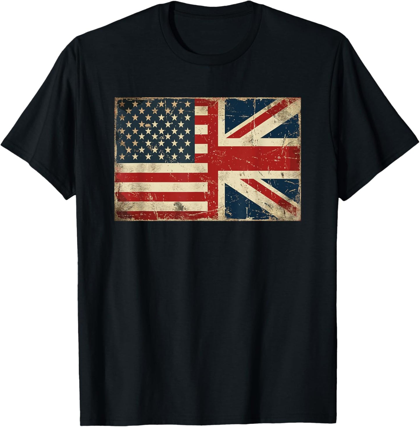 American British Flag USA UK England Roots Pride Vintage T-Shirt - T-Shirt | Black