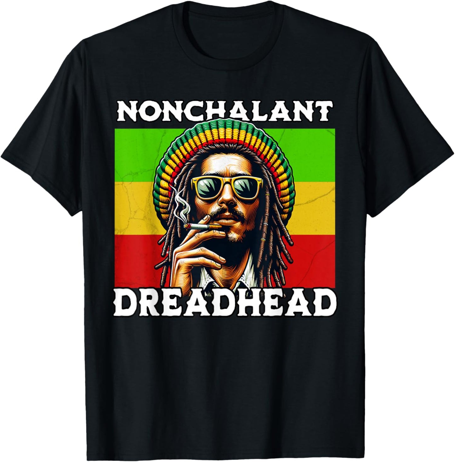 Nonchalant Dreadhead Jamaican Ironic Brainrot Meme T-Shirt - T-Shirt | Black