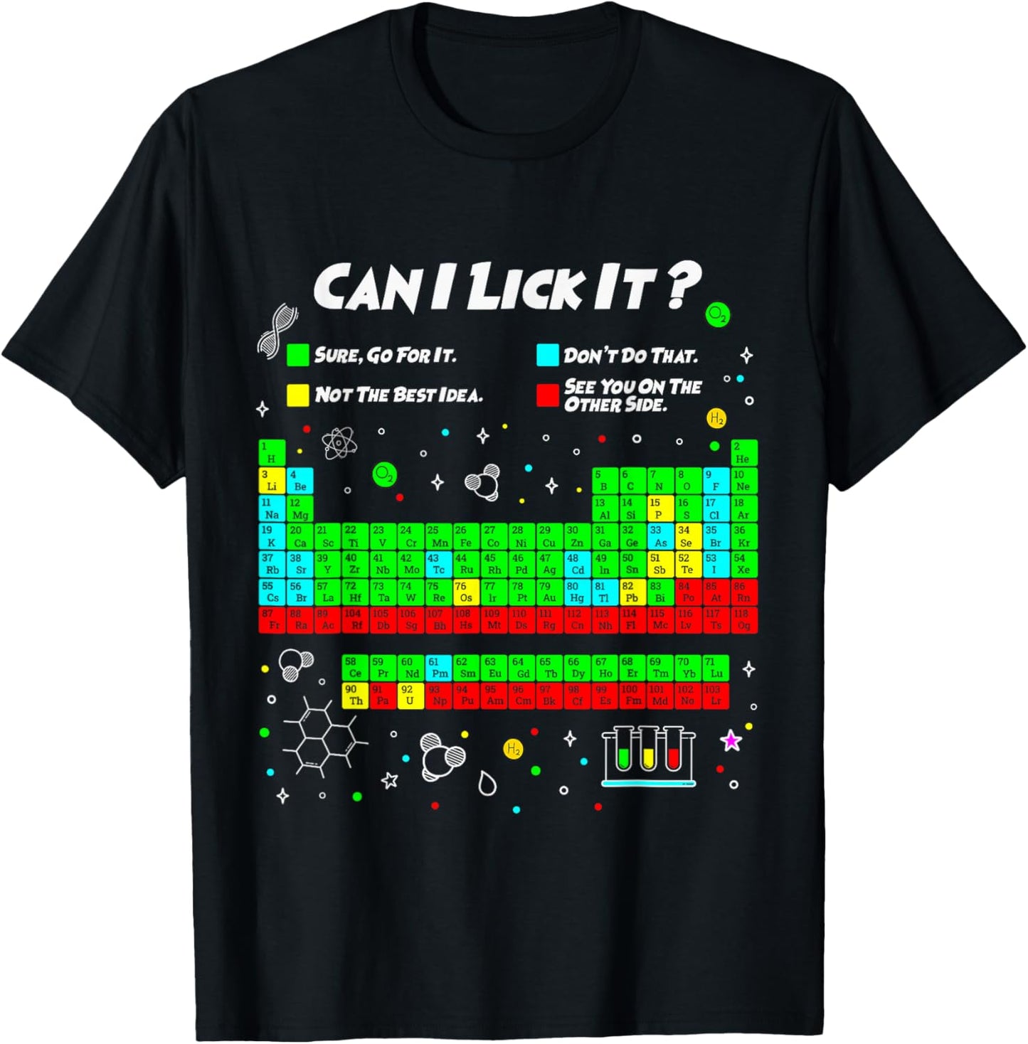 Can I Lick It Periodic Table Funny Science Teacher Kids T-Shirt - T-Shirt | Black