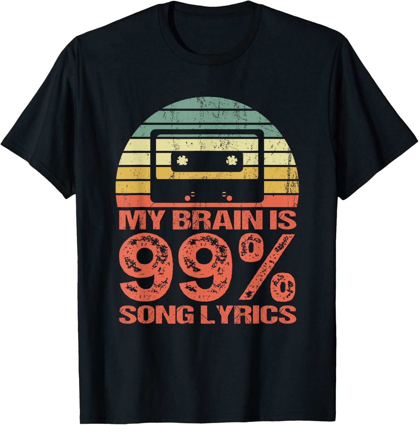 My brain is 99 % Song lyrics - retro vintage T-Shirt - T-Shirt | Black