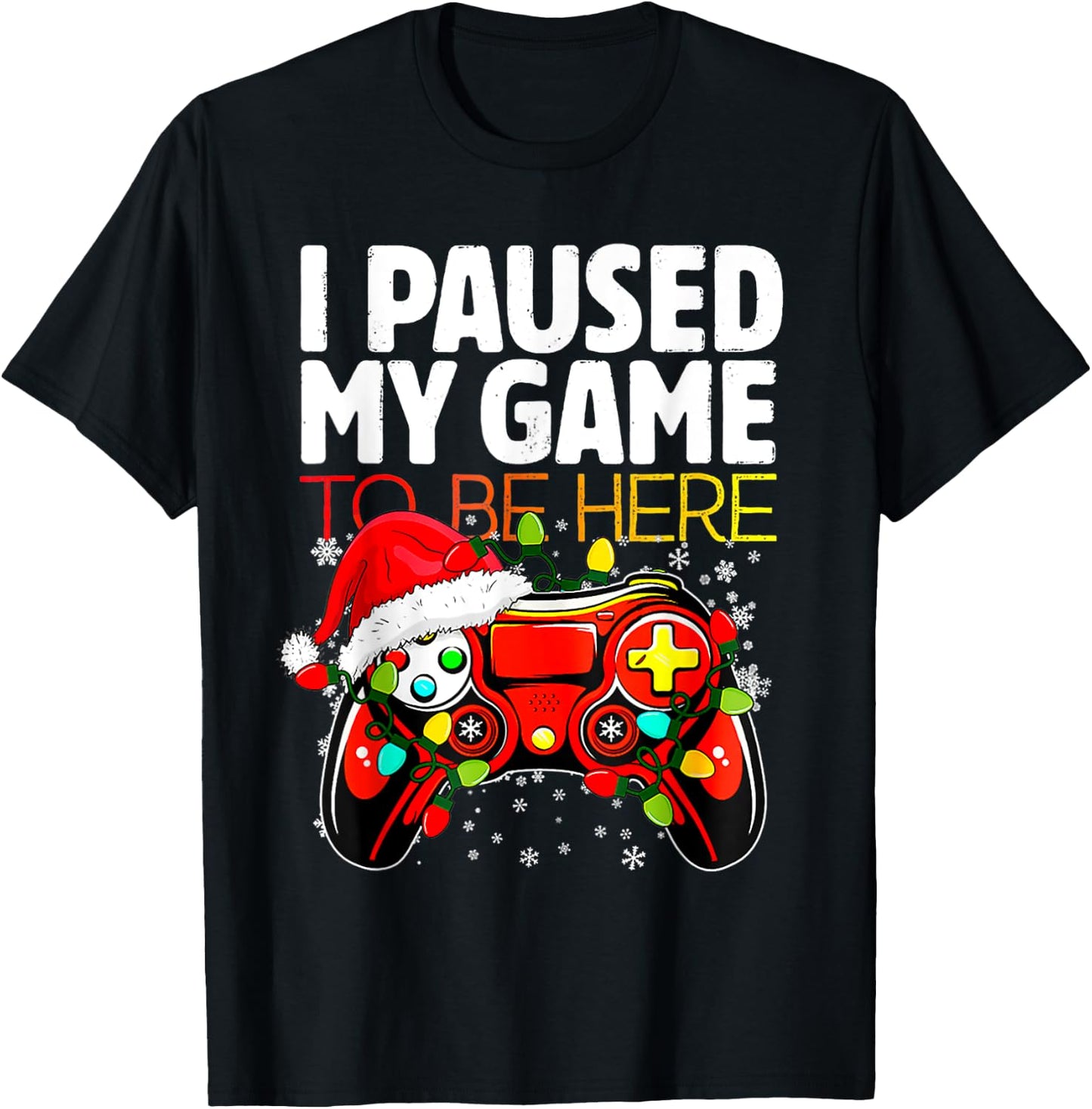 Video Game Controller Christmas Santa Hat Gamer Xmas Boys T-Shirt - T-Shirt | Black