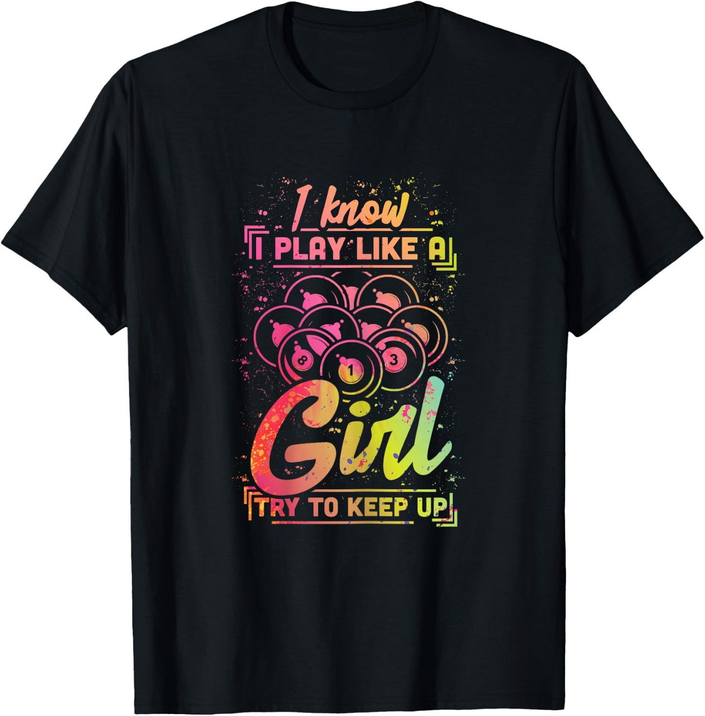 Billiard Women Funny Gift Team Play Like a Girl Billiard T-Shirt - T-Shirt | Black