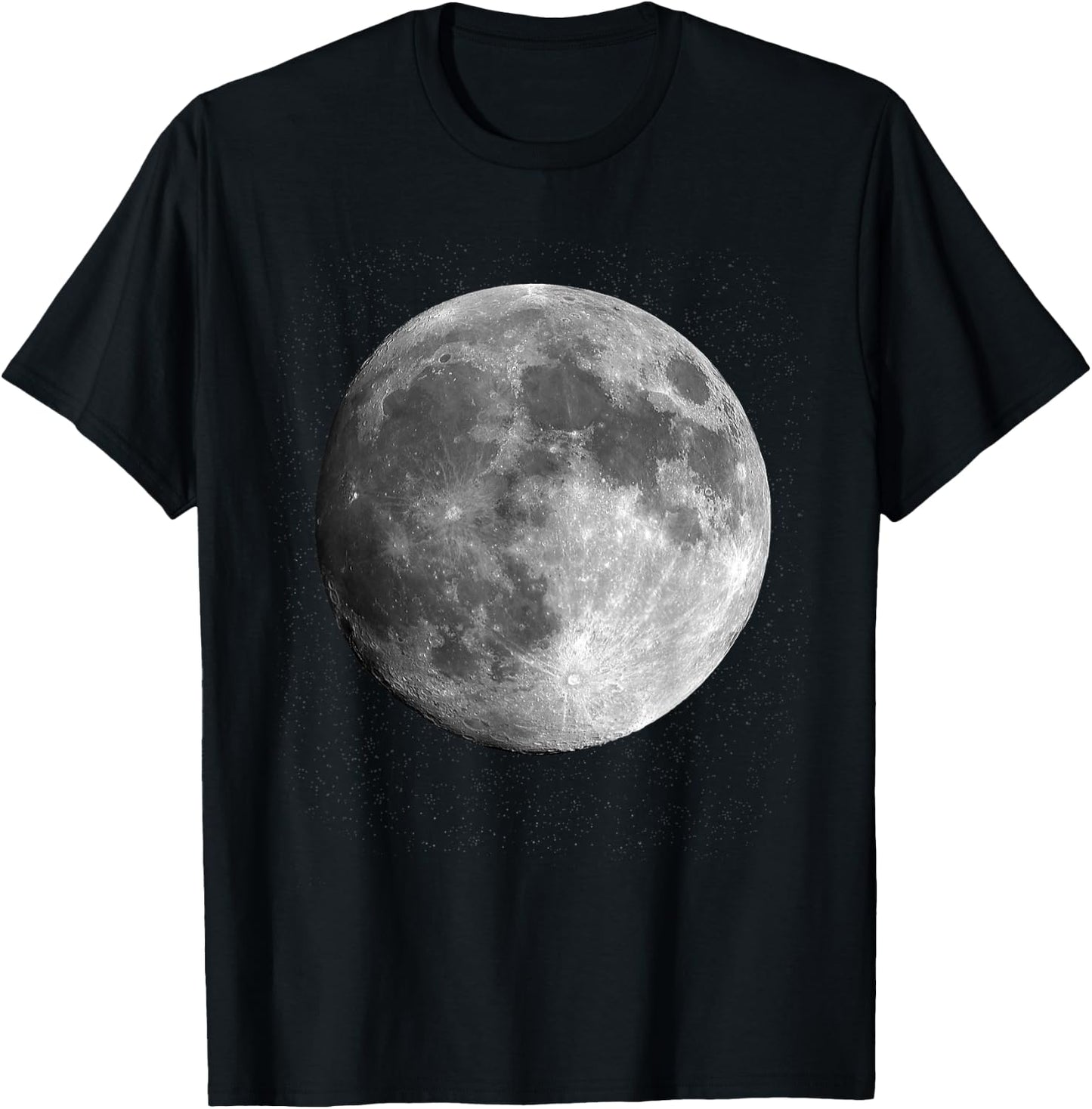 Full Moon Luna Astronomy Space Galaxy Stars T-Shirt - T-Shirt | Black