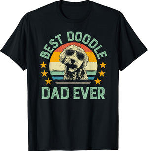 Best Doodle Dad Ever Goldendoodle Dad Retro Gift T-Shirt - T-Shirt | Black