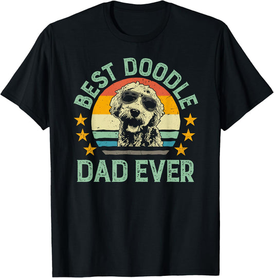 Best Doodle Dad Ever Goldendoodle Dad Retro Gift T-Shirt - T-Shirt | Black