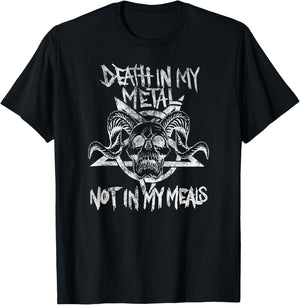 Death in my Metal Not in My Meals - Vegan Metalhead T-Shirt - T-Shirt | Black