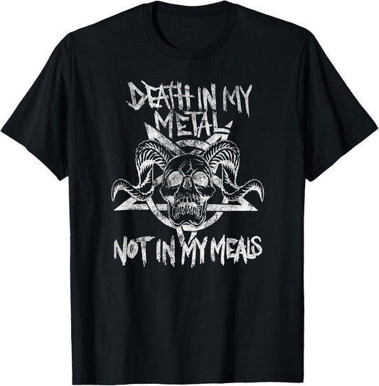 Death in my Metal Not in My Meals - Vegan Metalhead T-Shirt - T-Shirt | Black